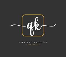 Q K QK Initial letter handwriting and  signature logo. A concept handwriting initial logo with template element. vector