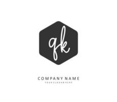 Q K QK Initial letter handwriting and  signature logo. A concept handwriting initial logo with template element. vector