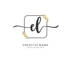 EL Initial letter handwriting and  signature logo. A concept handwriting initial logo with template element. vector