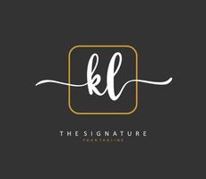 KL Initial letter handwriting and  signature logo. A concept handwriting initial logo with template element. vector