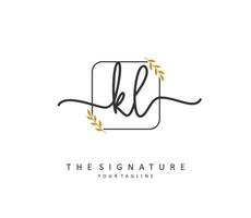 KL Initial letter handwriting and  signature logo. A concept handwriting initial logo with template element. vector