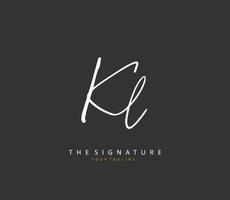 KL Initial letter handwriting and  signature logo. A concept handwriting initial logo with template element. vector