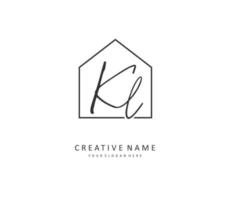 KL Initial letter handwriting and  signature logo. A concept handwriting initial logo with template element. vector