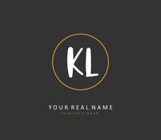 KL Initial letter handwriting and  signature logo. A concept handwriting initial logo with template element. vector