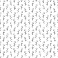 Seamless pattern with flower abstract in the shape of an oval. Doodle black and white vector illustration.