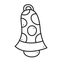 Cute bell patterned with ovals. Doodle vector black and white illustration.