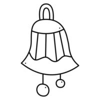 Lovely striped bell. Doodle vector black and white illustration.