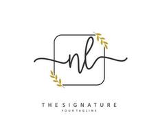 NL Initial letter handwriting and  signature logo. A concept handwriting initial logo with template element. vector