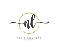 NL Initial letter handwriting and  signature logo. A concept handwriting initial logo with template element. vector