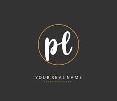 PL Initial letter handwriting and  signature logo. A concept handwriting initial logo with template element. vector