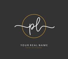 PL Initial letter handwriting and  signature logo. A concept handwriting initial logo with template element. vector