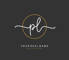 PL Initial letter handwriting and  signature logo. A concept handwriting initial logo with template element. vector