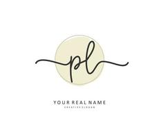 PL Initial letter handwriting and  signature logo. A concept handwriting initial logo with template element. vector