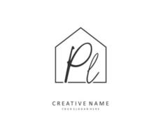 PL Initial letter handwriting and  signature logo. A concept handwriting initial logo with template element. vector