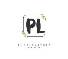 PL Initial letter handwriting and  signature logo. A concept handwriting initial logo with template element. vector