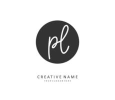 PL Initial letter handwriting and  signature logo. A concept handwriting initial logo with template element. vector