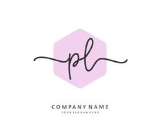 PL Initial letter handwriting and  signature logo. A concept handwriting initial logo with template element. vector