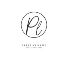 PL Initial letter handwriting and  signature logo. A concept handwriting initial logo with template element. vector