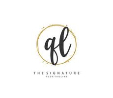 QL Initial letter handwriting and  signature logo. A concept handwriting initial logo with template element. vector