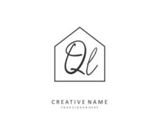 QL Initial letter handwriting and  signature logo. A concept handwriting initial logo with template element. vector