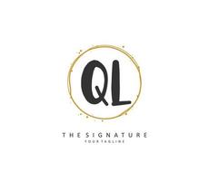 QL Initial letter handwriting and  signature logo. A concept handwriting initial logo with template element. vector