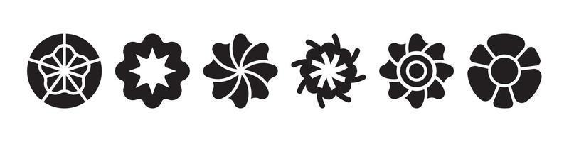 Flower vector set, flowers icons black and white. free download