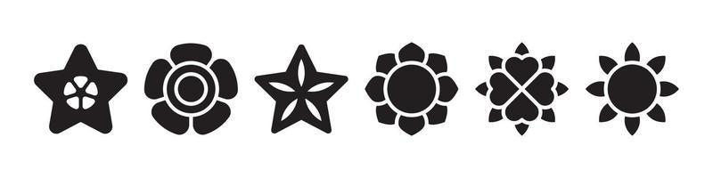 Flower vector set, flowers icons black and white. free download