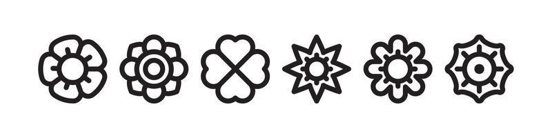 Flower vector set, flowers icons black and white. free download