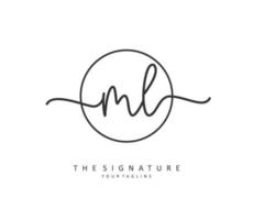 ML Initial letter handwriting and  signature logo. A concept handwriting initial logo with template element. vector