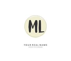 ML Initial letter handwriting and  signature logo. A concept handwriting initial logo with template element. vector