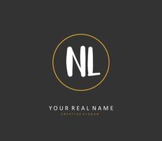 NL Initial letter handwriting and  signature logo. A concept handwriting initial logo with template element. vector