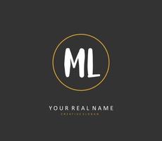 ML Initial letter handwriting and  signature logo. A concept handwriting initial logo with template element. vector