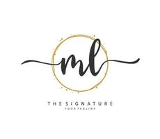 ML Initial letter handwriting and  signature logo. A concept handwriting initial logo with template element. vector