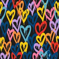 Graffiti hearts. Urban seamless pattern in street art style. Abstract print. Graphic underground unisex design for t-shirts and sweatshirt in bright neon colors. vector