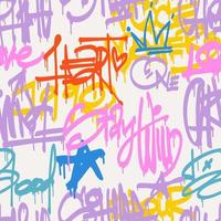Urban typography seamless pattern with street art graffiti slogan print. Abstract graphic underground unisex design for t-shirts and sweatshirt in bright neon colors. vector