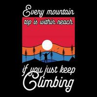 Hiking vector t shirt design, sunset, mountain