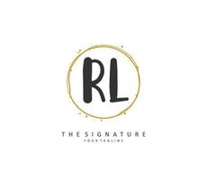 RL Initial letter handwriting and  signature logo. A concept handwriting initial logo with template element. vector