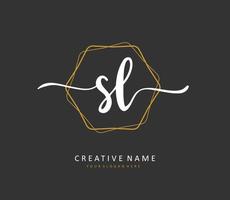 SL Initial letter handwriting and  signature logo. A concept handwriting initial logo with template element. vector