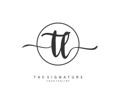 TL Initial letter handwriting and  signature logo. A concept handwriting initial logo with template element. vector