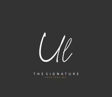 UL Initial letter handwriting and  signature logo. A concept handwriting initial logo with template element. vector