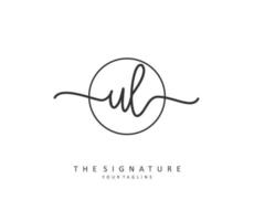 ul inicial letra escritura y firma logo. un concepto escritura inicial logo con modelo elemento. vector