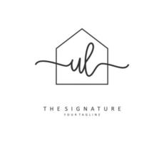 UL Initial letter handwriting and  signature logo. A concept handwriting initial logo with template element. vector