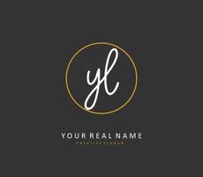 YL Initial letter handwriting and  signature logo. A concept handwriting initial logo with template element. vector