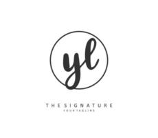 YL Initial letter handwriting and  signature logo. A concept handwriting initial logo with template element. vector