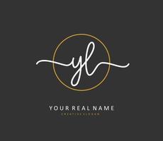 YL Initial letter handwriting and  signature logo. A concept handwriting initial logo with template element. vector