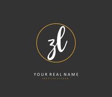 ZL Initial letter handwriting and  signature logo. A concept handwriting initial logo with template element. vector