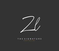 ZL Initial letter handwriting and  signature logo. A concept handwriting initial logo with template element. vector