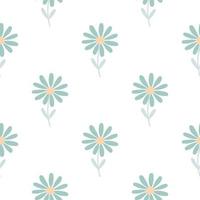 Aster flower seamless pattern. Little chamomile floral ornament wallpaper. vector