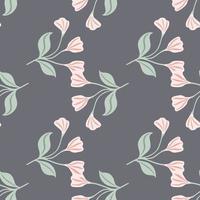 Simple floral ornament seamless pattern. Cute flower wallpaper. Creative plants endless wallpaper. vector