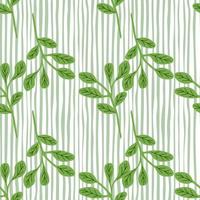 Simple branches with leaves seamless pattern. Organic endless background. Decorative forest leaf endless wallpaper. vector